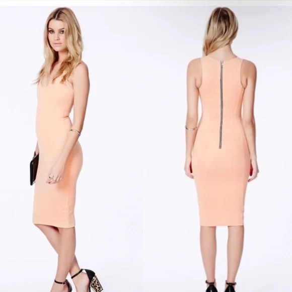 Missguided Ribbed Bodycon Midi Dress Sz 4 - Picture 2 of 4